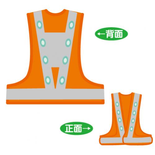 超高輝度緑色LED反射メッシュチョッキ台形シート付　LED-OW-G(T)