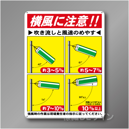 WE61　硬質樹脂製製　　「横風に注意」　600×450㎜