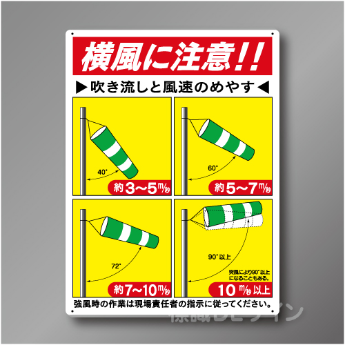 WE60　硬質樹脂製製　　「横風に注意」　600×450㎜