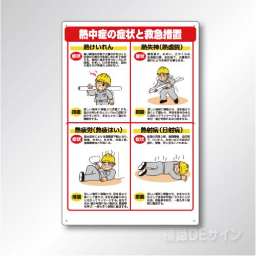 HO-502　硬質樹脂製　熱中症の症状と救急措置　900×600㎜