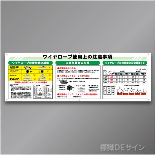 WL1　アルミ複合板3㎜厚製　「ワイヤーロープ使用上の注意事項」　600×1800㎜