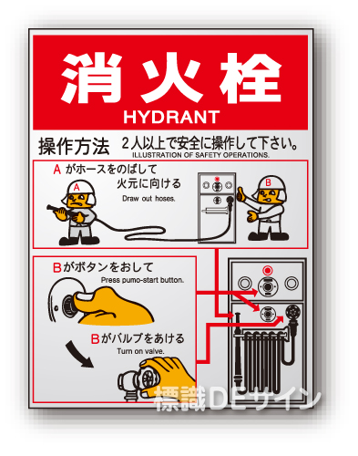 EP152Bタイプ　反射ステッカー製「消火栓操作法」　400×300