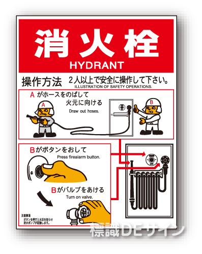 EP153Cタイプ　ステッカー製「消火栓操作法」　400×300